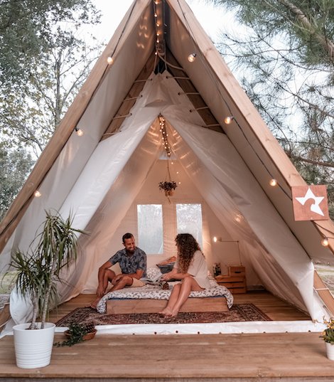 Tipi Zelt für 2 Personen im Star Surfcamp Satander in Spanien Tipi Zelt für 2 Personen im Star Surfcamp Satander in Spanien