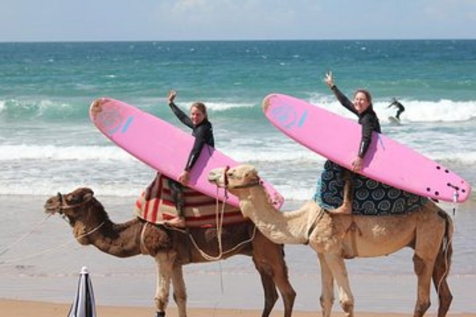 Wave and Dance Surfcamp Marokko Tamraght surfshot auf dem kamel