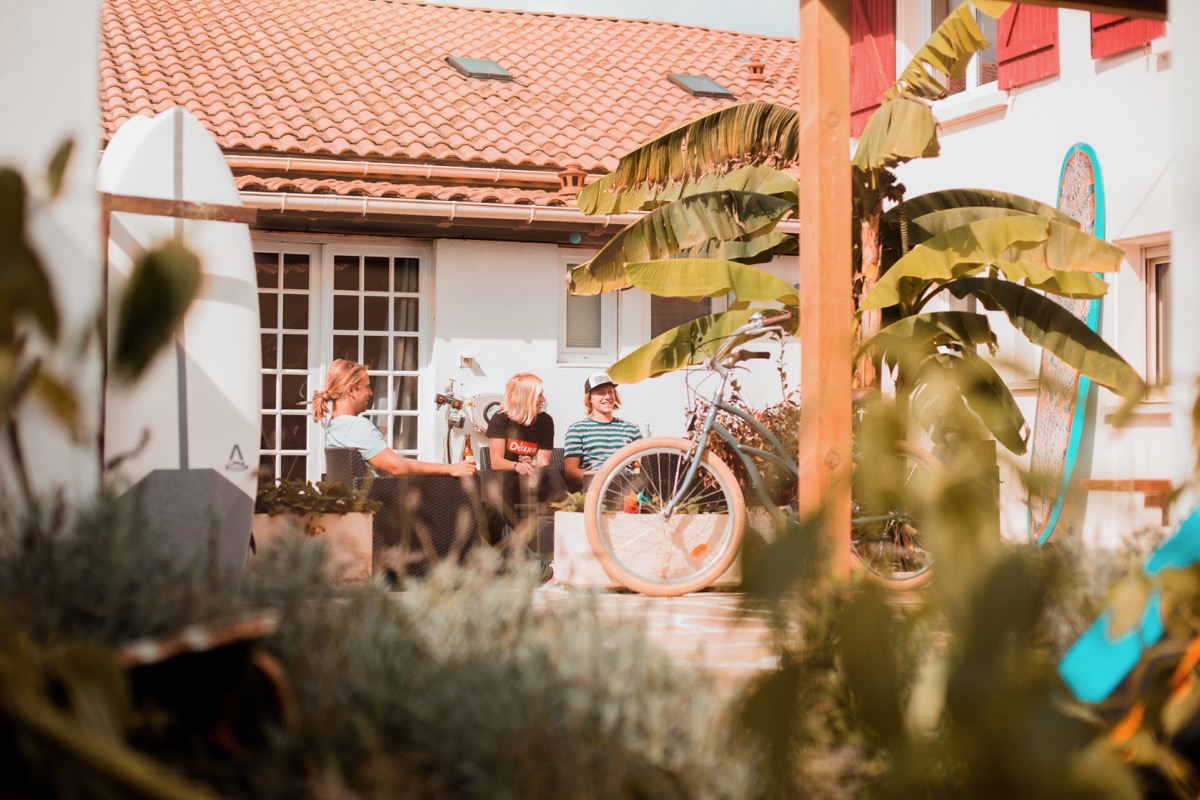 Surfblend Surfbase Vieux Boceau Surfcamp in Frankreich mit kleinem Garten Surfblend Surfbase Vieux Boceau Surfcamp in Frankreich mit kleinem Garten