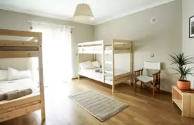 Mehrbettzimmer-Hochbetten in der Surflodge Santa Cruz