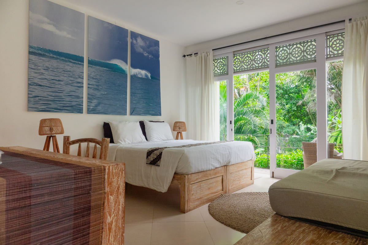 Bungalow im Mondo Surf Village Canggu mit Gartenblick